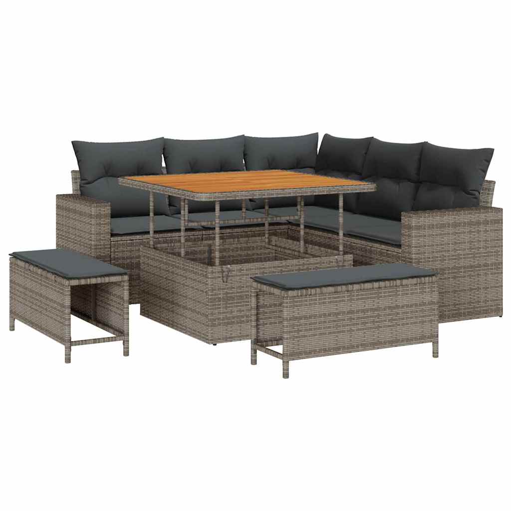 Garden Sofa Set with Cushion Storage 8 pcs Grey