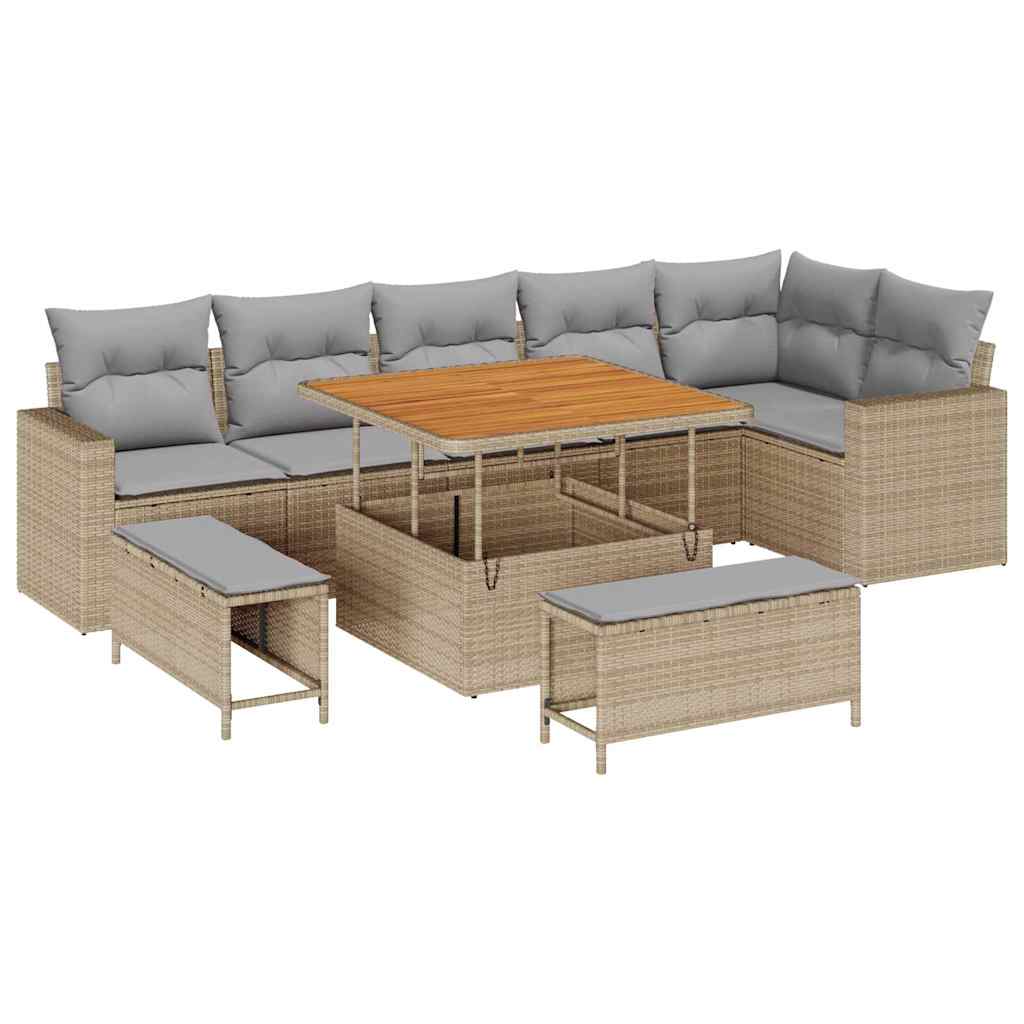 Sodo Sofų Rinkinys 9 pcs smėlio ir šviesiai pilkos spalvos