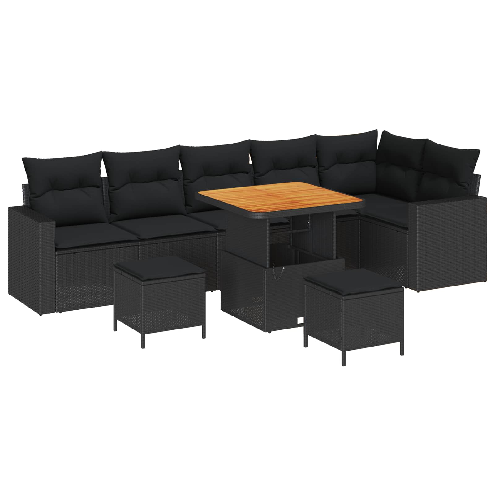 Garden Sofa Set with Cushions 11 pcs Black poly rattan