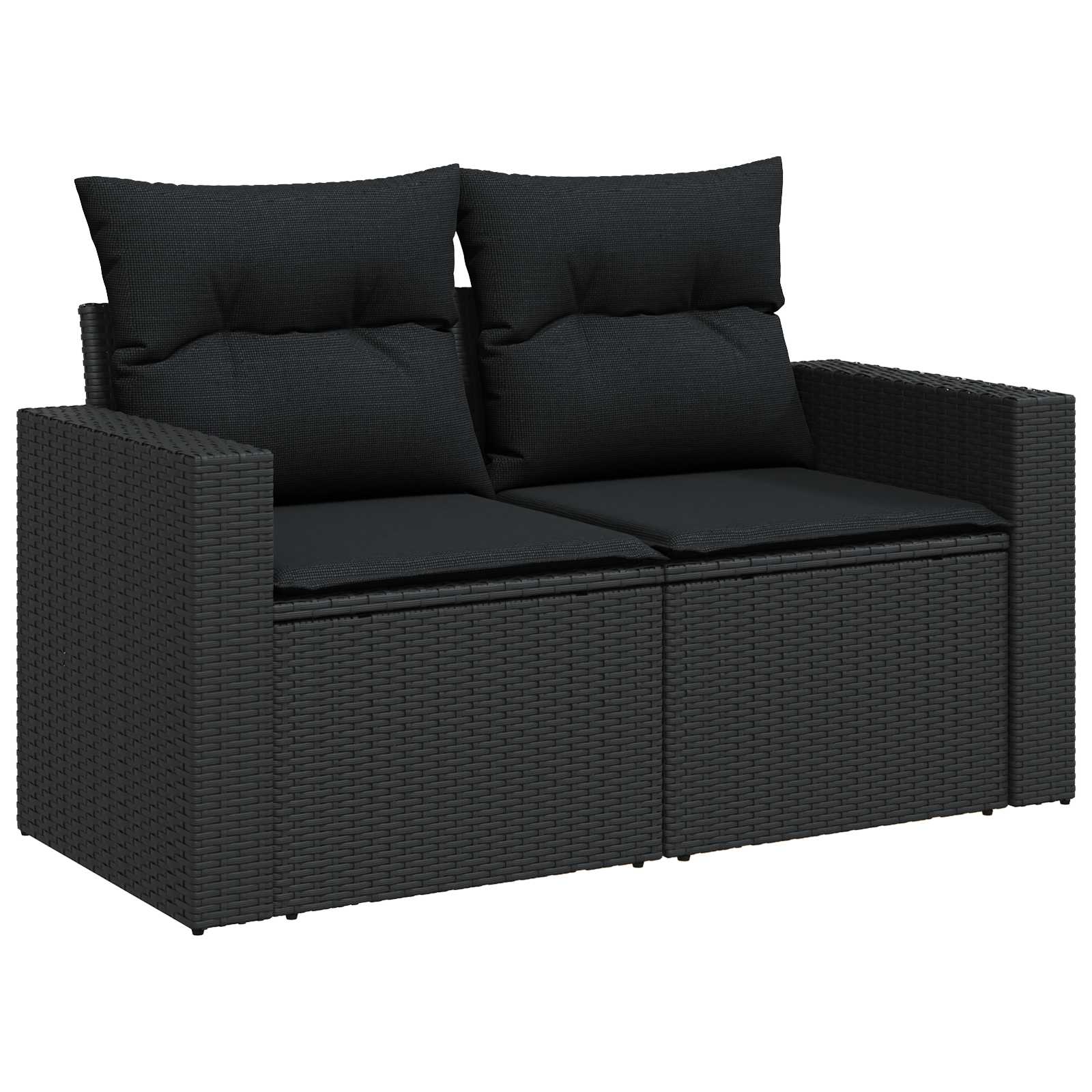 Garden Sofa Set with Cushions 11 pcs Black poly rattan