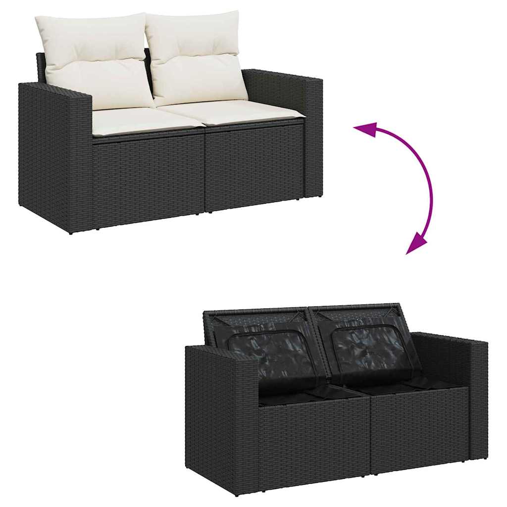 Sodo Sofų Rinkinys 13 pcs Juoda ir kreminė poliratanas