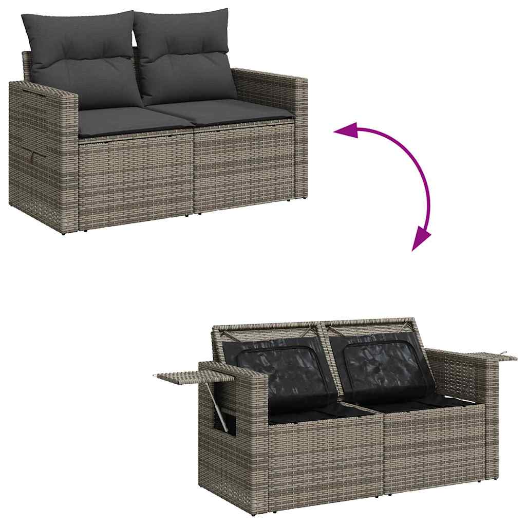 Sodo Sofų Rinkinys su pagalve su saugykla 9 pcs Pilka
