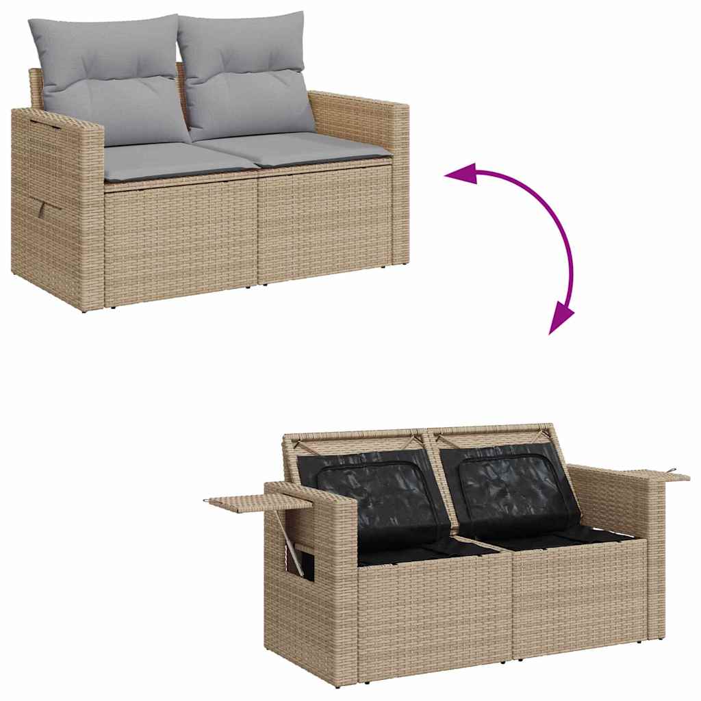 Sodo Sofų Rinkinys 10 pcs smėlio ir šviesiai pilkos spalvos