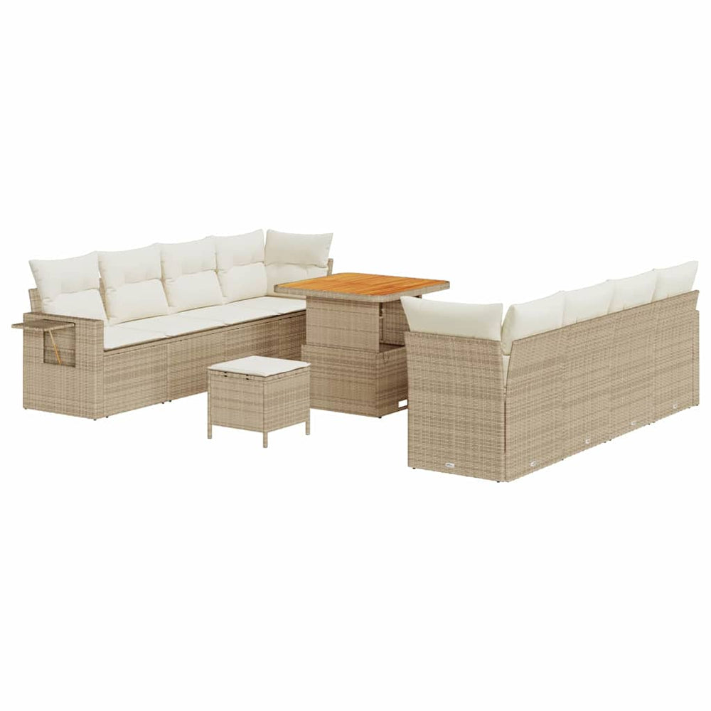 11 dalių sodo sofa rinkinys su pagalvėmis Smėlio poli ratanas akacija