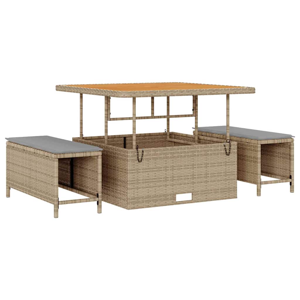 11 Dalių Sodo Sofa Rinkinys su Pagalvėmis Beige Poli Ratanas Akacija
