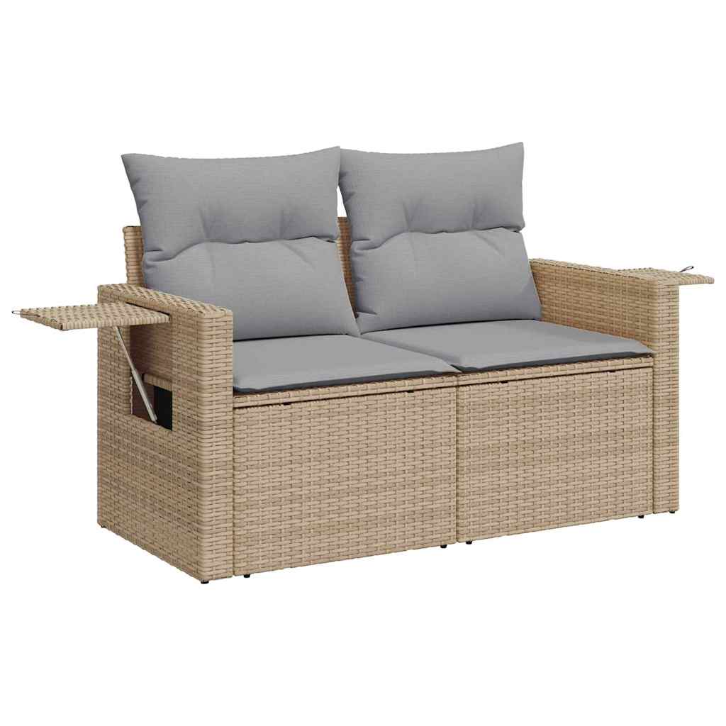 11 Dalių Sodo Sofa Rinkinys su Pagalvėmis Beige Poli Ratanas Akacija