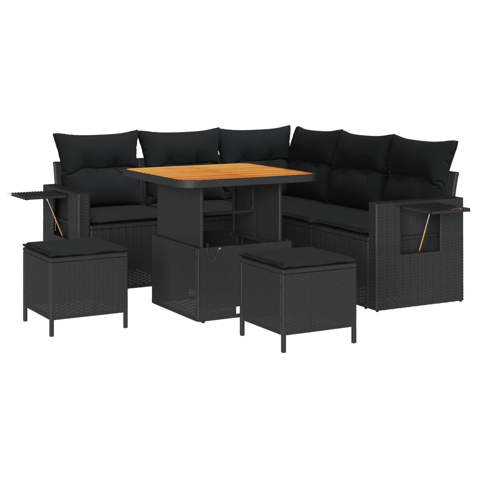 Garden Sofa Set with Cushions 9 pcs Black Poly Rattan