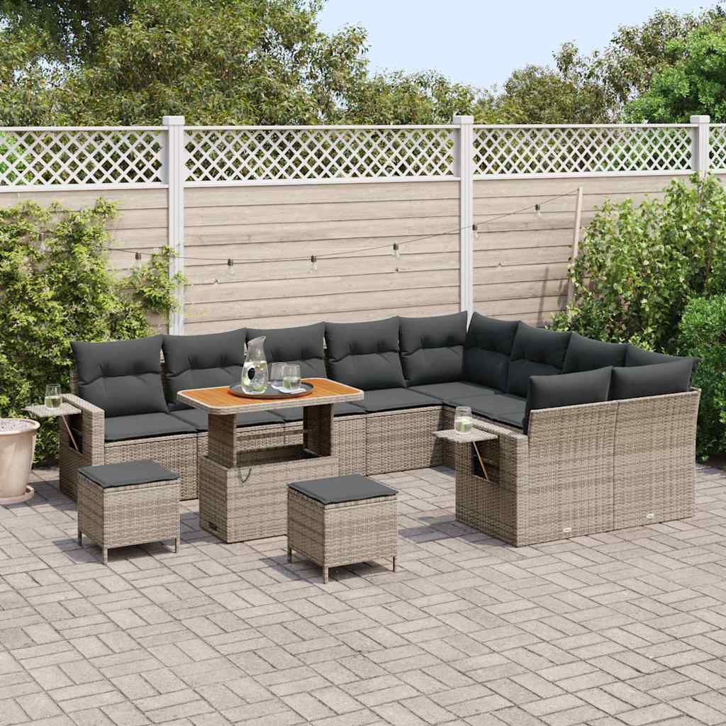 Sodo Sofų Rinkinys su pagalve 12 pcs Pilka 90 x 55 x 71 cm