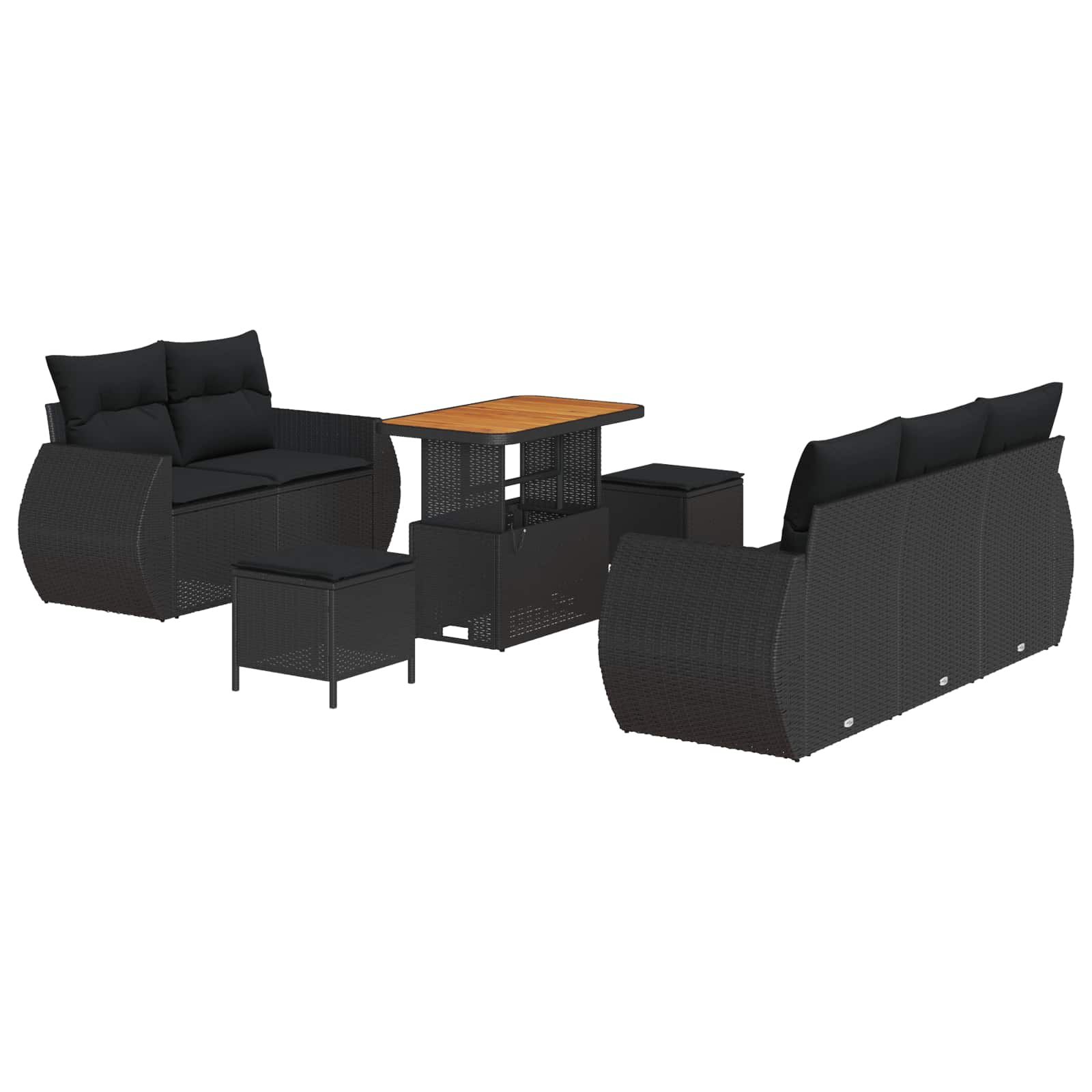 8 dalių sodo sofa rinkinys su pagalvėlėmis juoda poli ratanas akacija