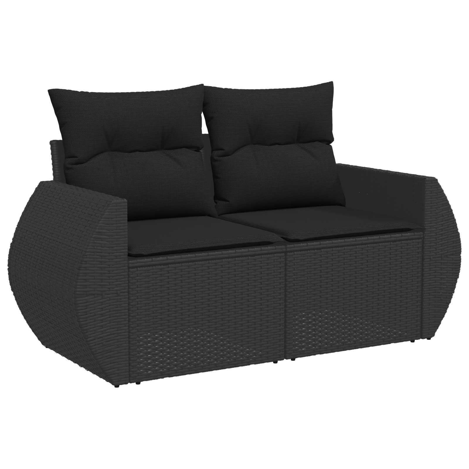10-piece garden sofa set with cushions Black poly rattan acacia