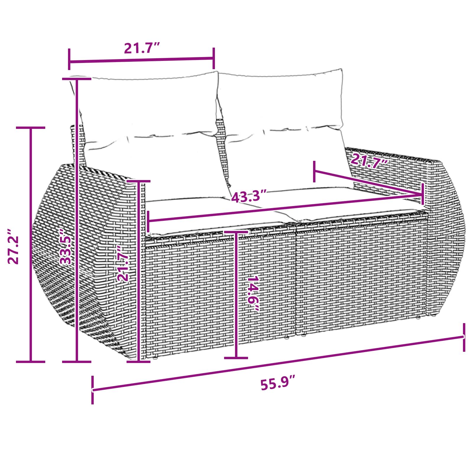 10 dalių sodo sofa komplektas su pagalvėlėmis Juodas Poli Ratanas Akacija
