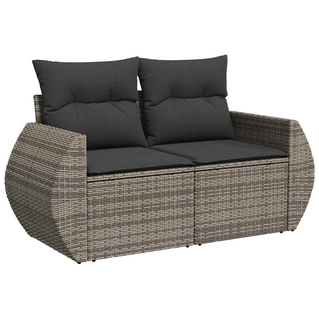 10 dalių sodo sofa komplektas su pagalvėlėmis pilka poli ratanas akacijų