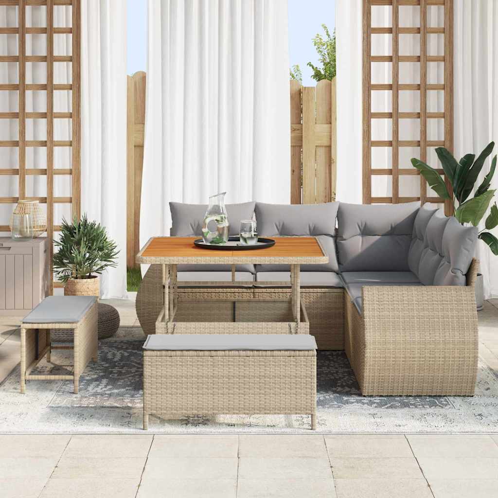 Sodo Sofų Rinkinys 8 pcs smėlio ir šviesiai pilkos spalvos