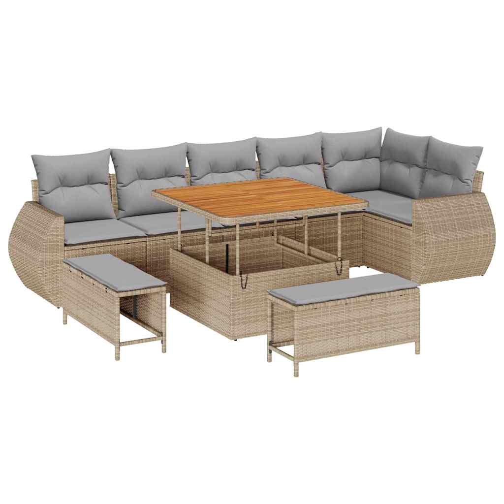 Sodo Sofų Rinkinys 9 pcs smėlio ir šviesiai pilkos spalvos