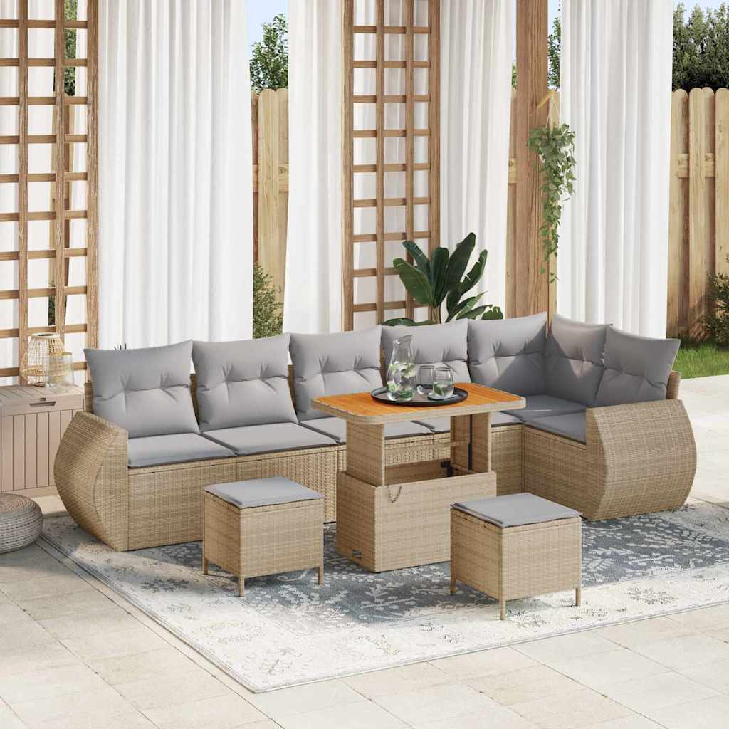Sodo Sofų Rinkinys 9 pcs smėlio ir šviesiai pilkos spalvos