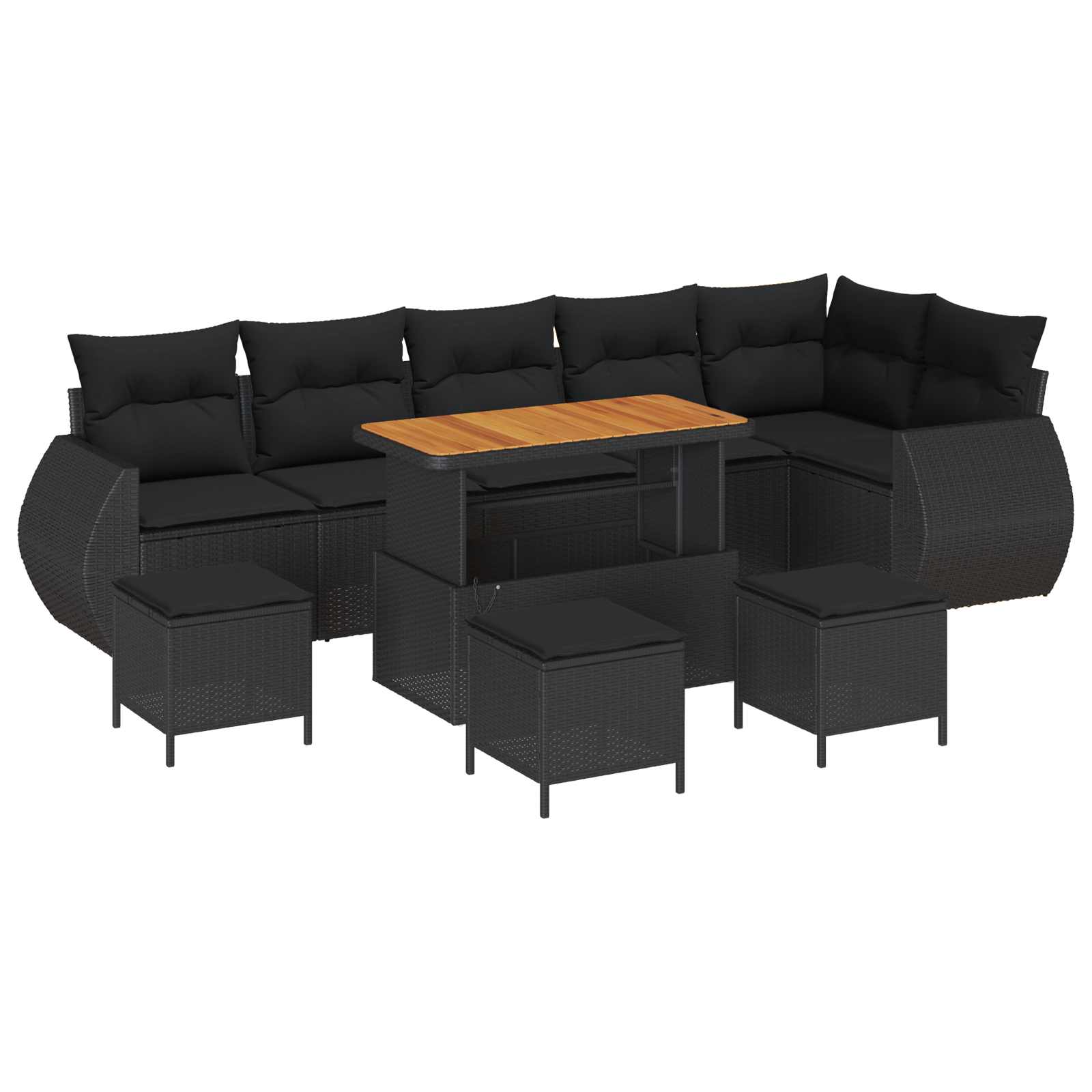 Sodo Sofų Rinkinys su pagalve 10 pcs Juoda Poli ratanas