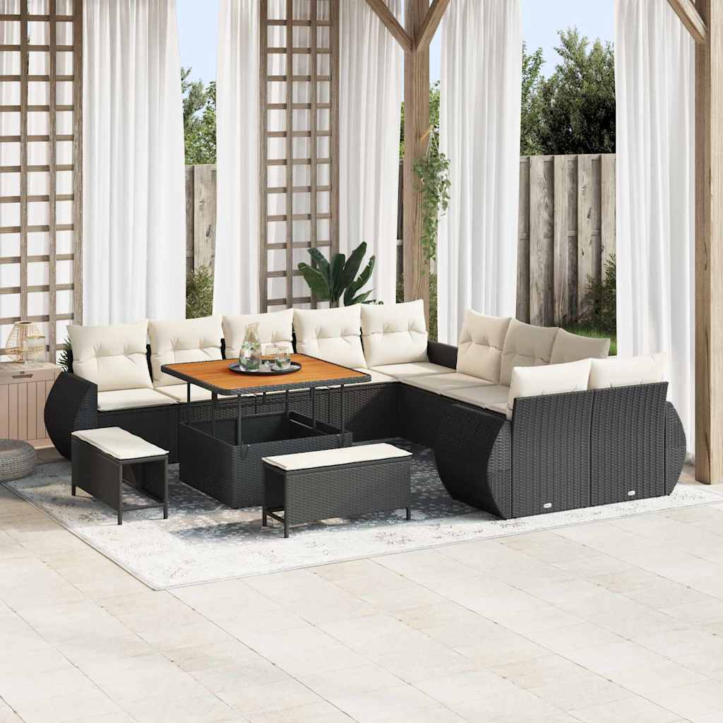Outdoor Sofa Set 13 pcs Black and Cream 100 x 100 x 71 cm