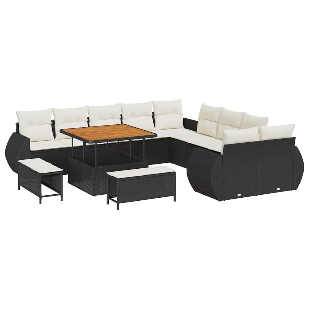 Outdoor Sofa Set 13 pcs Black and Cream 100 x 100 x 71 cm