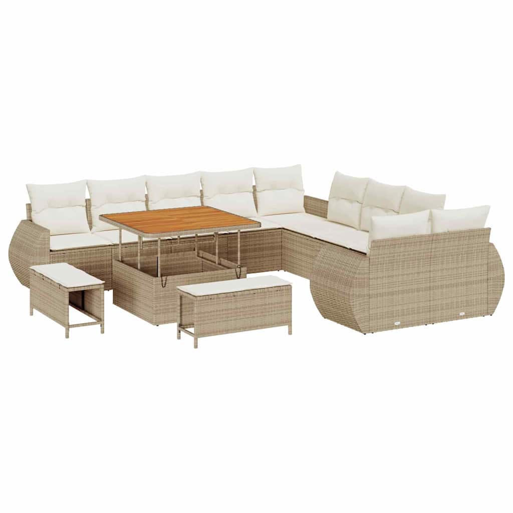 Garden Sofa Set with Cushions 13 pcs Sand and Cream