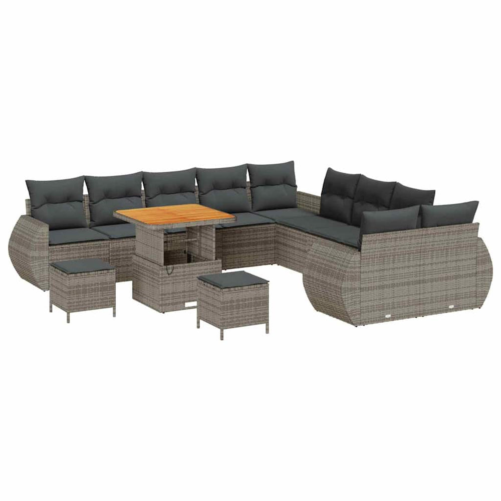 Sodo Sofų Rinkinys su pagalve su saugykla 13 pcs Pilka