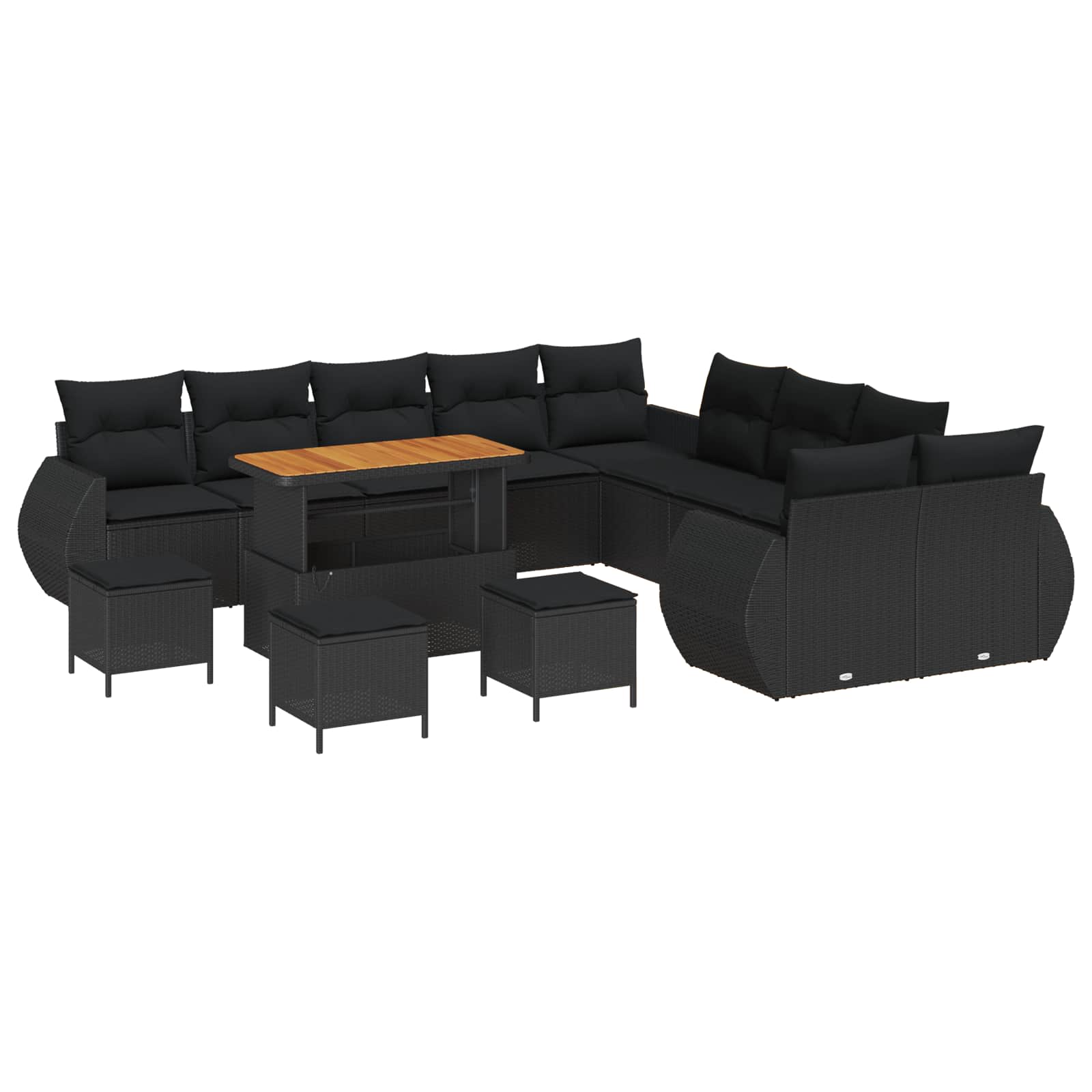 Sodo Sofų Rinkinys su pagalve 14 pcs Juoda 110 x 55 x 71 cm