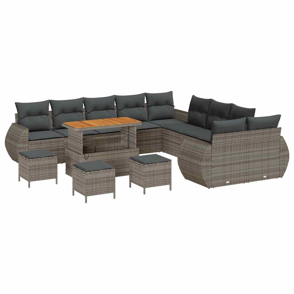 Sodo Sofų Rinkinys su pagalve 14 pcs Pilka 110 x 55 x 71 cm