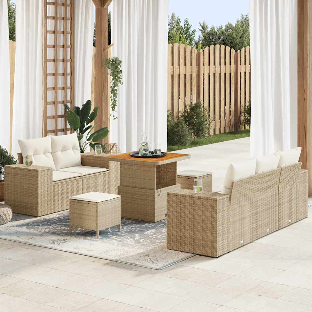 Sodo Sofų Rinkinys 8 pcs Bežinė ir kreminė Poli ratanas