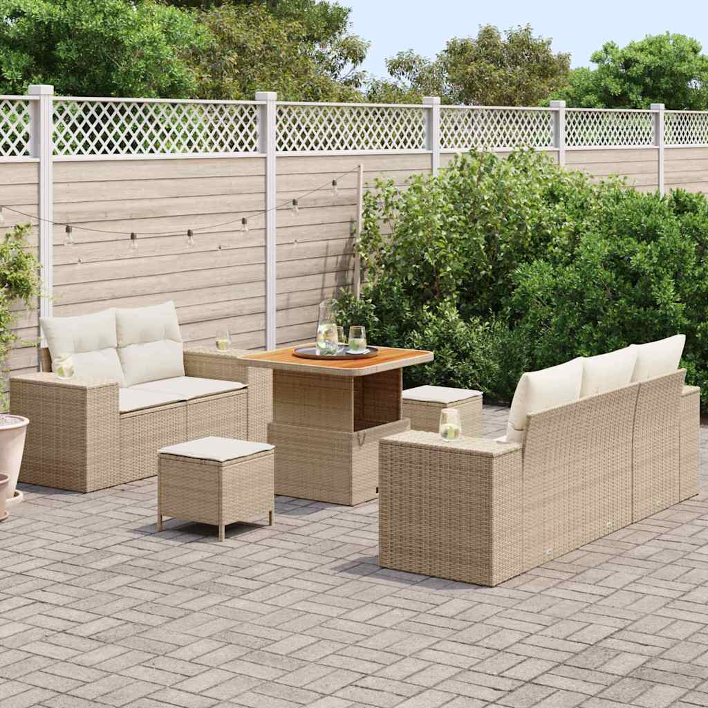 Sodo Sofų Rinkinys 8 pcs Bežinė ir kreminė Poli ratanas