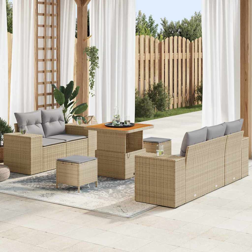 Sodo Sofų Rinkinys 8 pcs Bežinė ir šviesiai pilka Poli ratanas