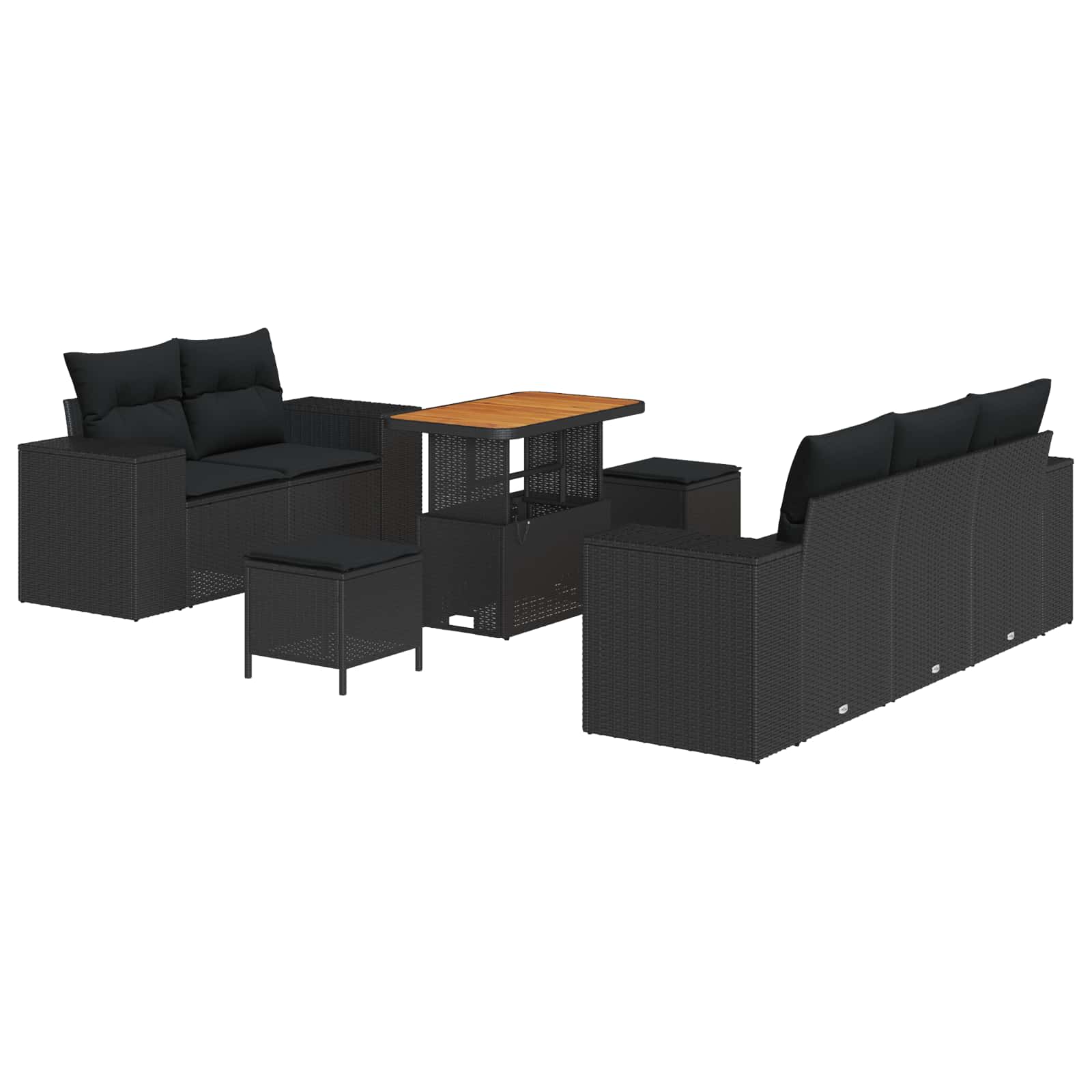 Sodo Sofų Rinkinys su pagalve 8 pcs Juoda 90 x 55 x 71 cm