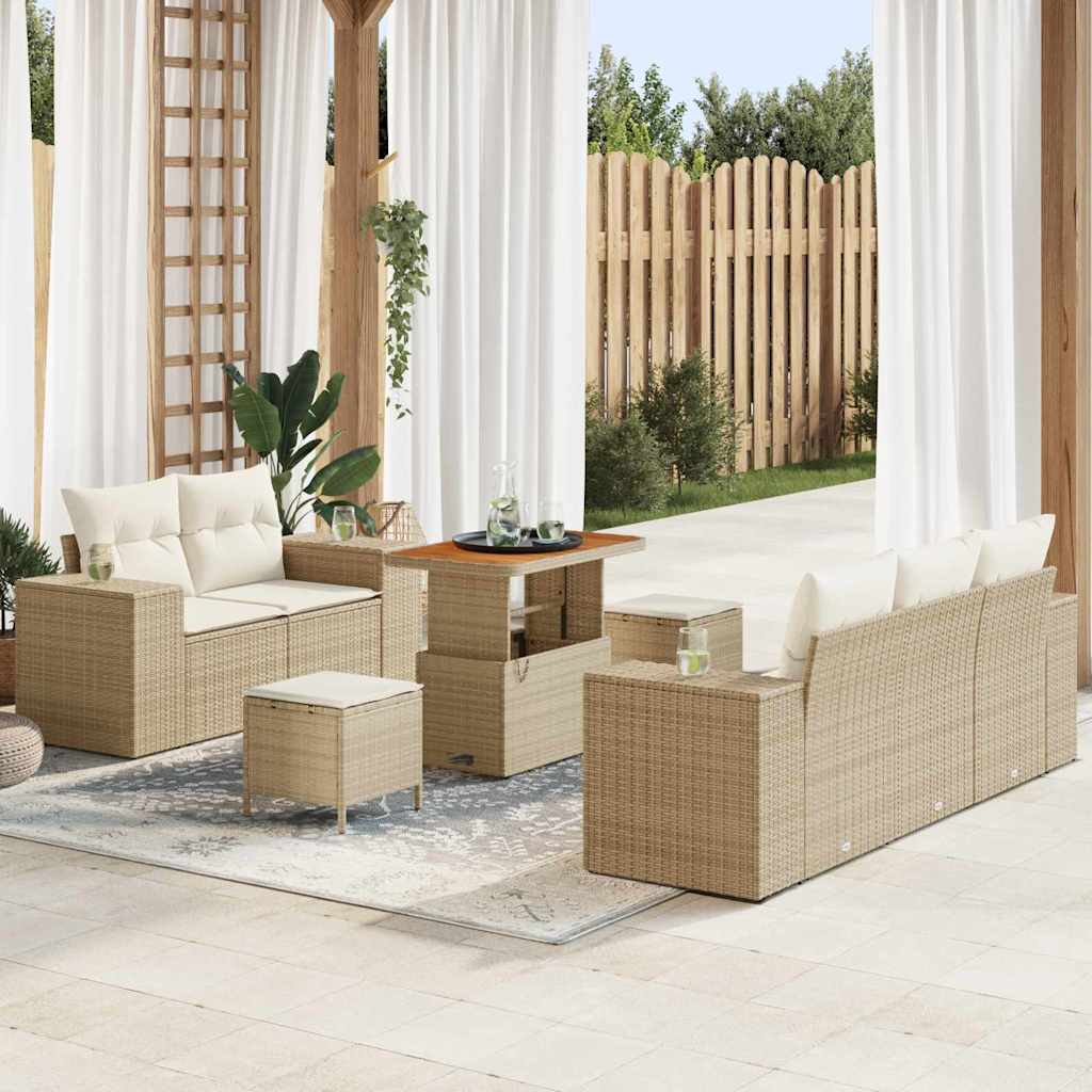 Sodo Sofų Rinkinys su pagalve 8 pcs smėlio ir kreminės spalvos