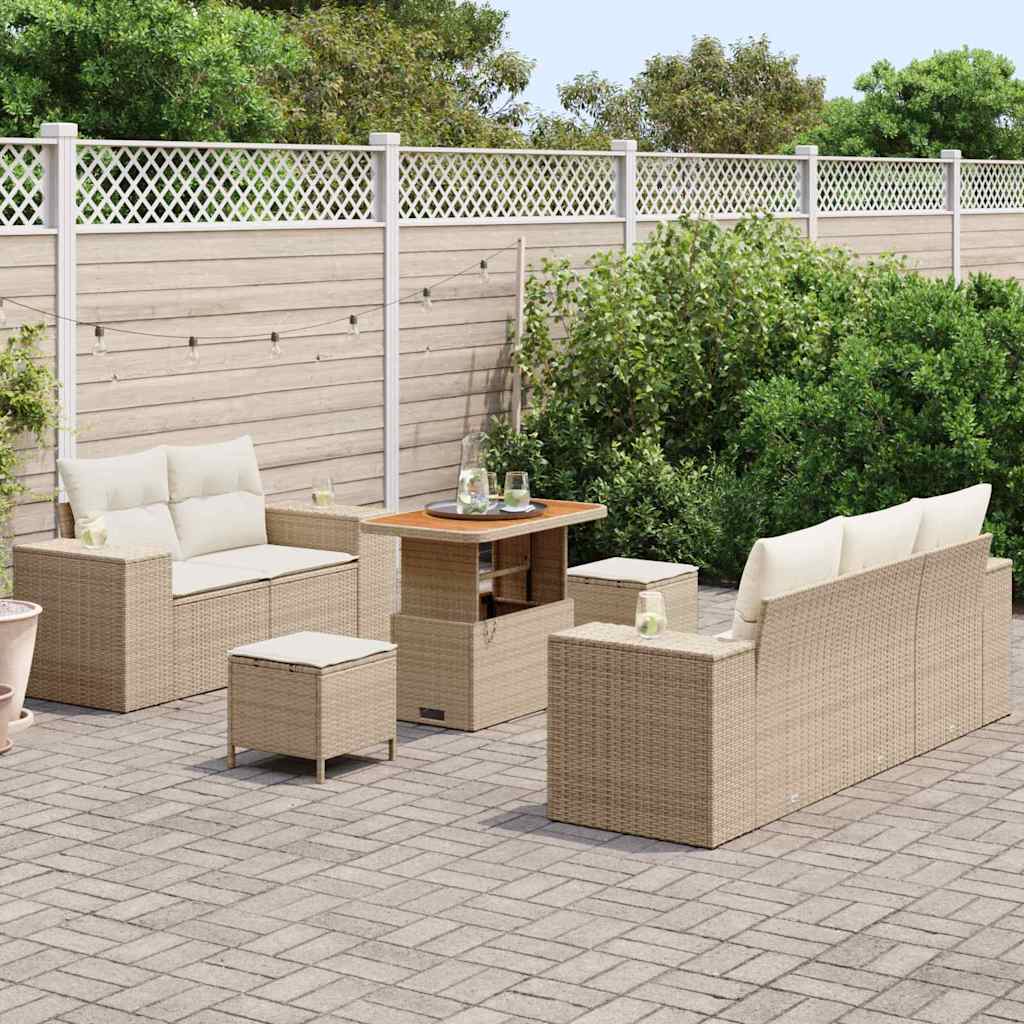 Sodo Sofų Rinkinys su pagalve 8 pcs smėlio ir kreminės spalvos