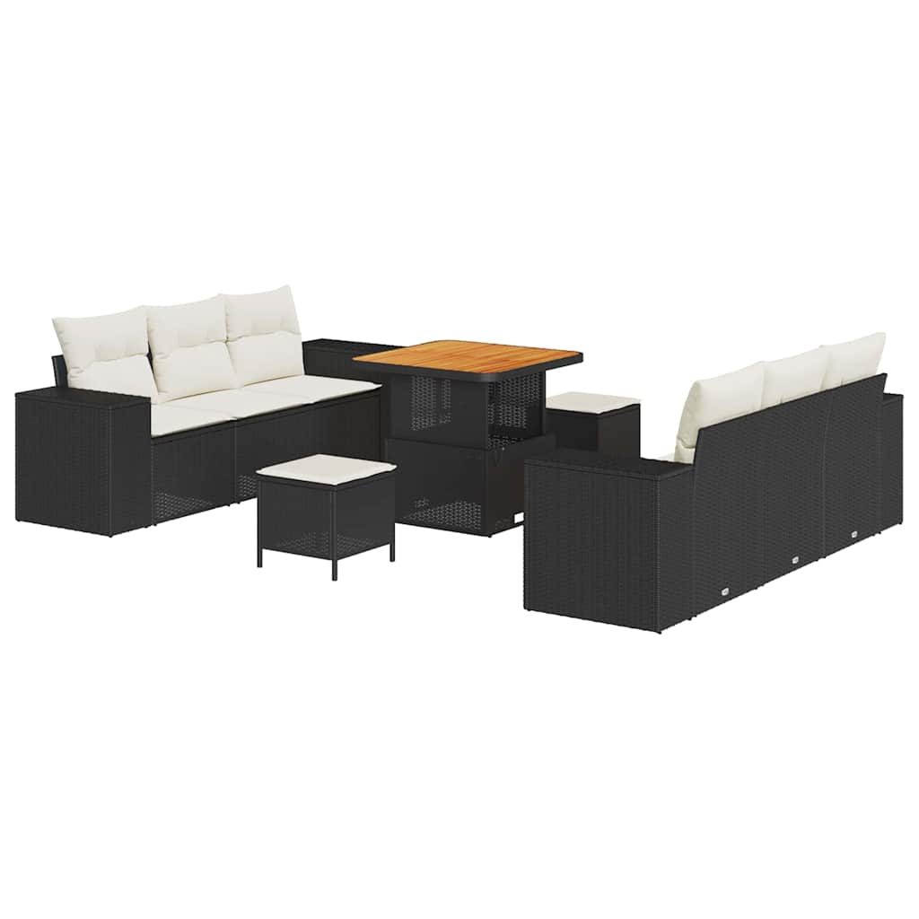 Garden Sofa Set 9 pcs Black and Cream 80 x 80 x 71 cm
