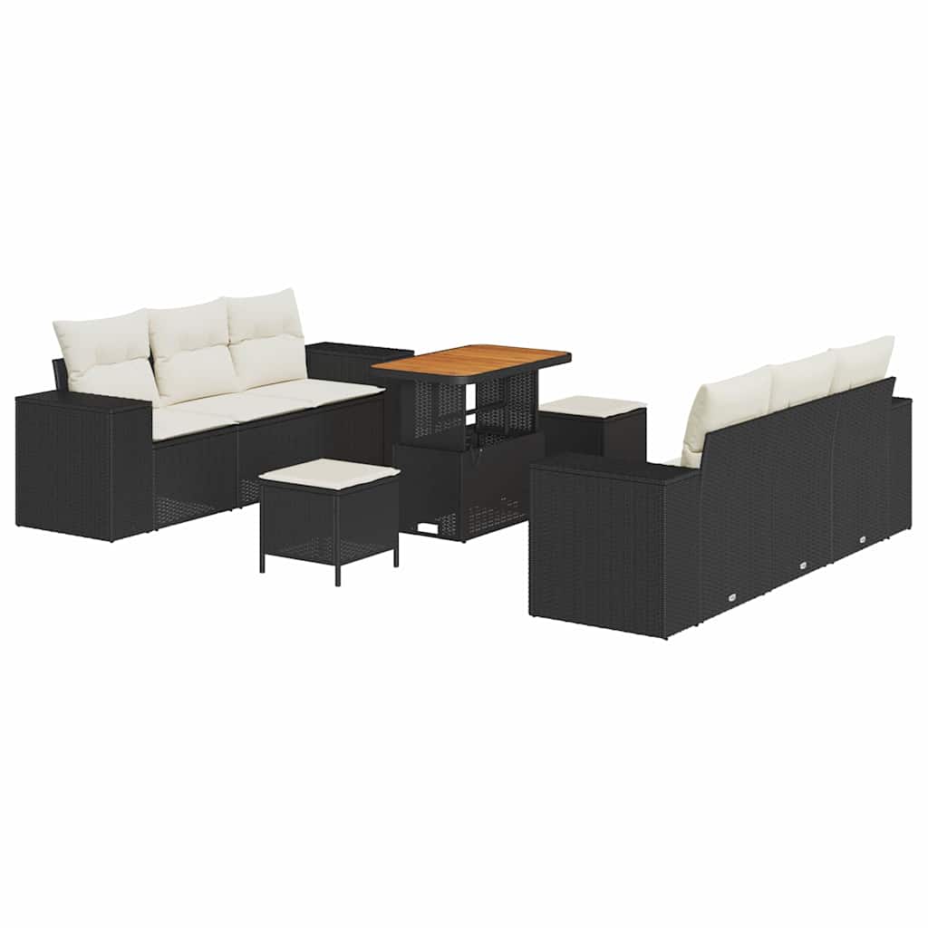 Garden Sofa Set 9 pcs Black and Cream 90 x 55 x 71 cm