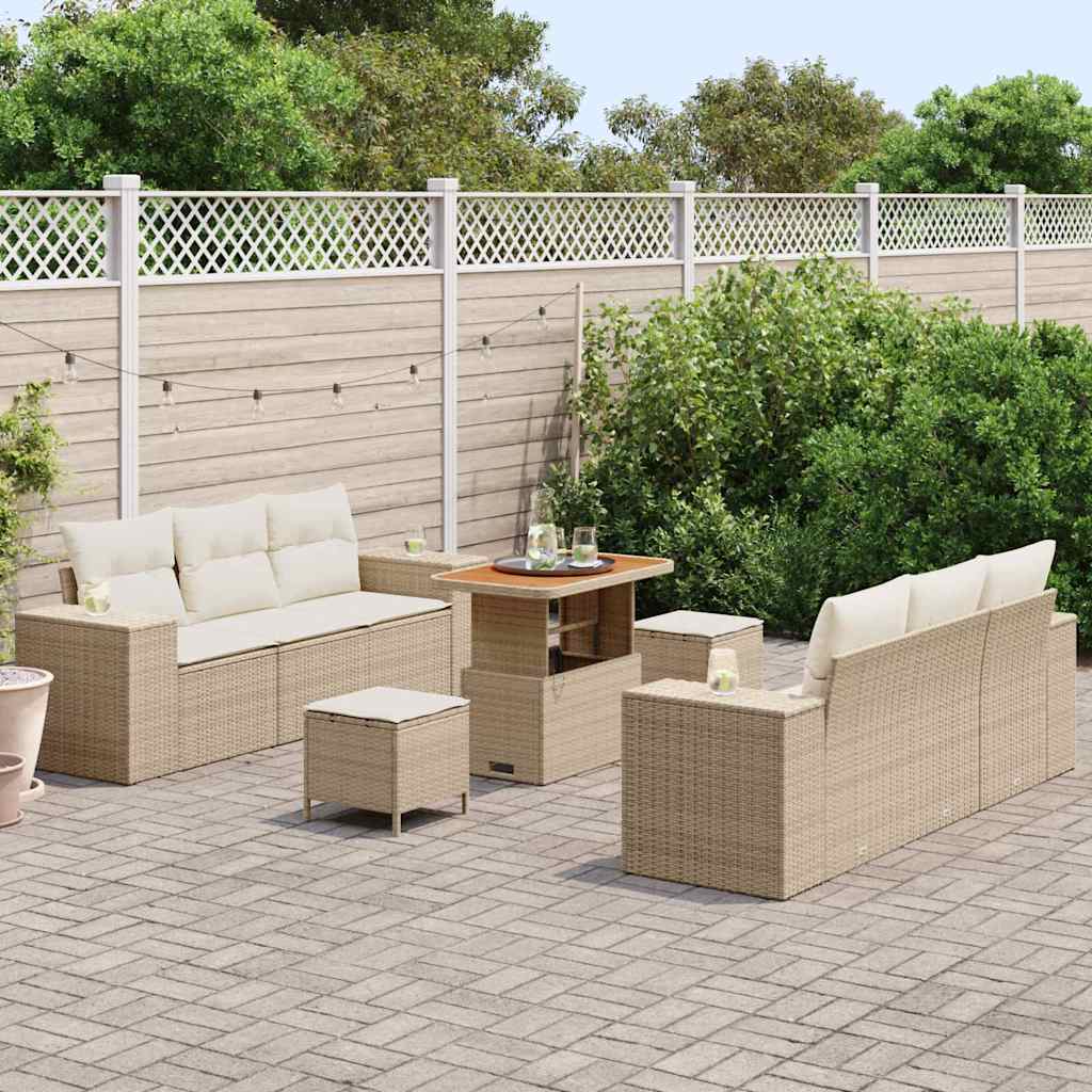 Sodo Sofų Rinkinys 9 pcs Bežinė ir kreminė Poli ratanas