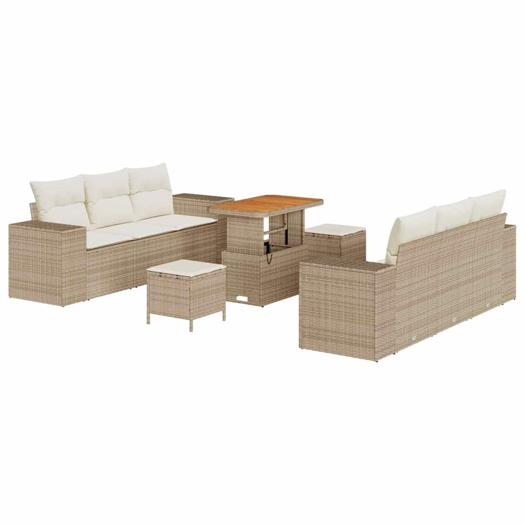 Sodo Sofų Rinkinys 9 pcs Bežinė ir kreminė Poli ratanas