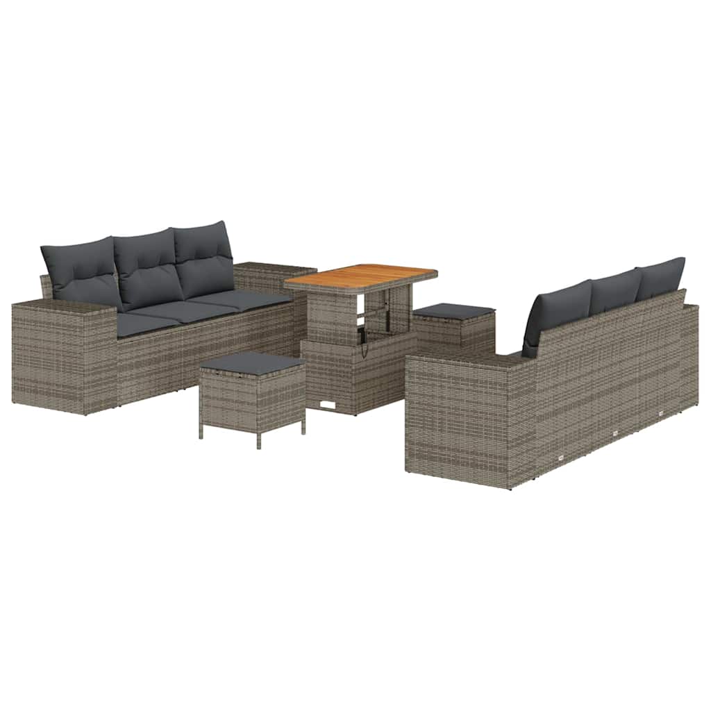 Garden Sofa Set with Cushion 9 pcs Grey 90 x 55 x 71 cm