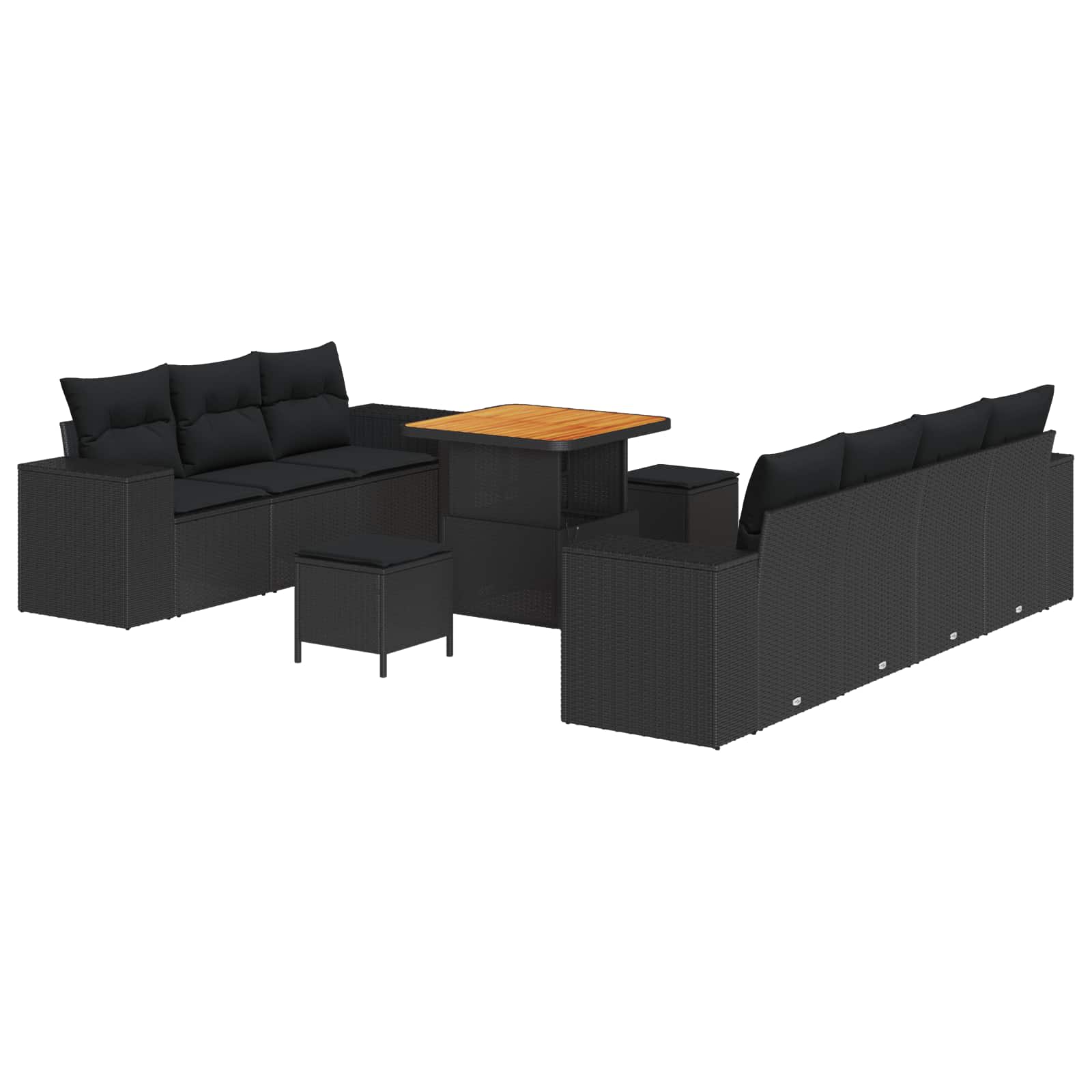 Sodo Sofų Rinkinys su pagalve 10 pcs Juoda 80 x 80 x 71 cm