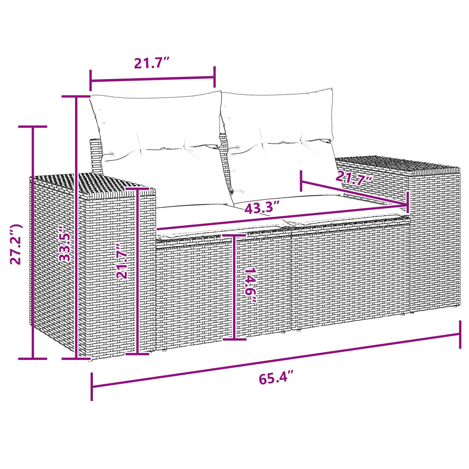 Sodo Sofų Rinkinys su pagalve 10 pcs Juoda 80 x 80 x 71 cm