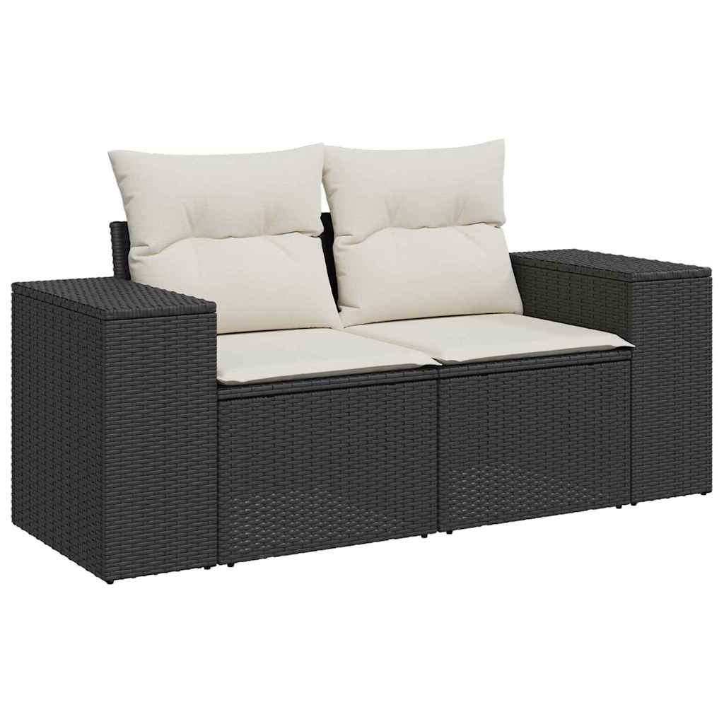 10 dalių sodo sofa su pagalvėmis juodas poli ratanas akacija