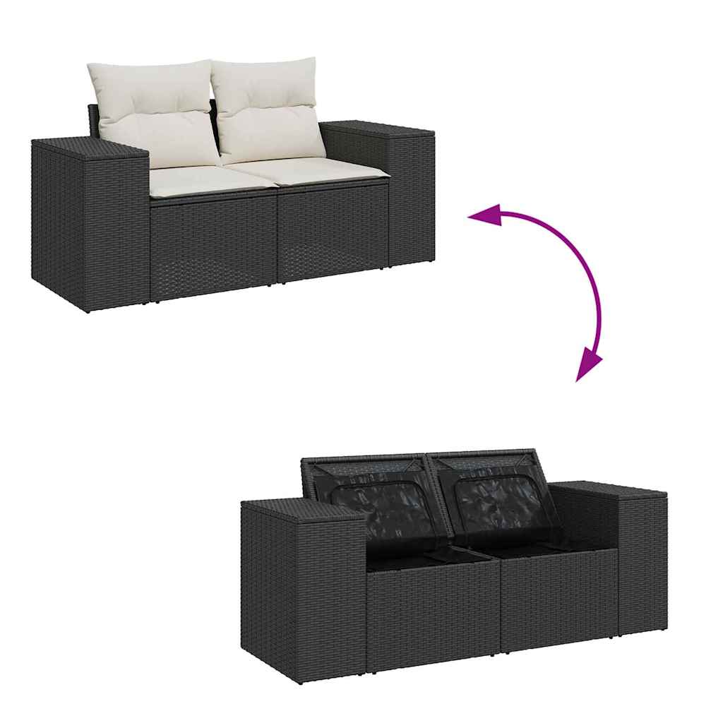 10 dalių sodo sofa su pagalvėmis juodas poli ratanas akacija