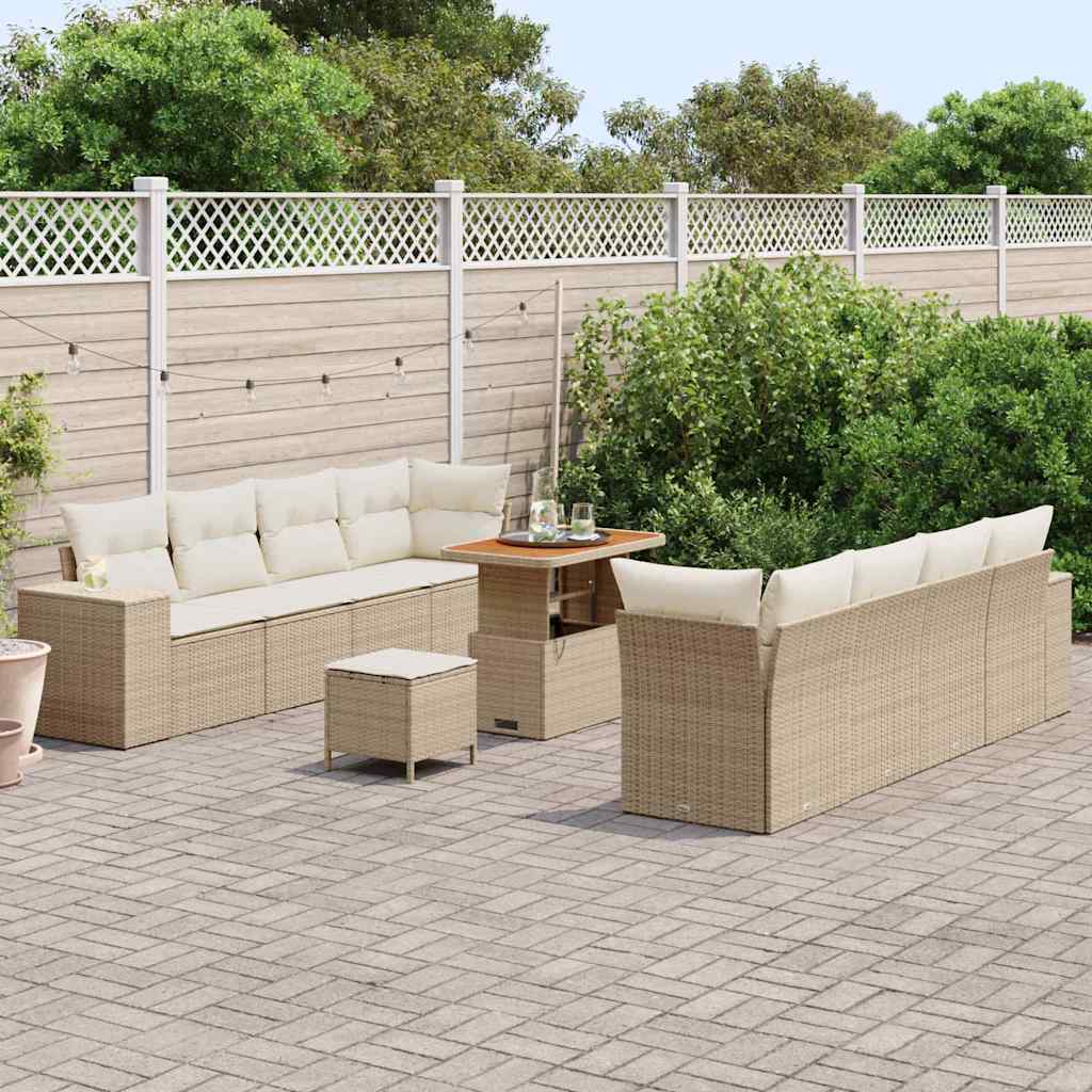 Sodo Sofų Rinkinys su pagalve 11 pcs Bežinė ir kreminė