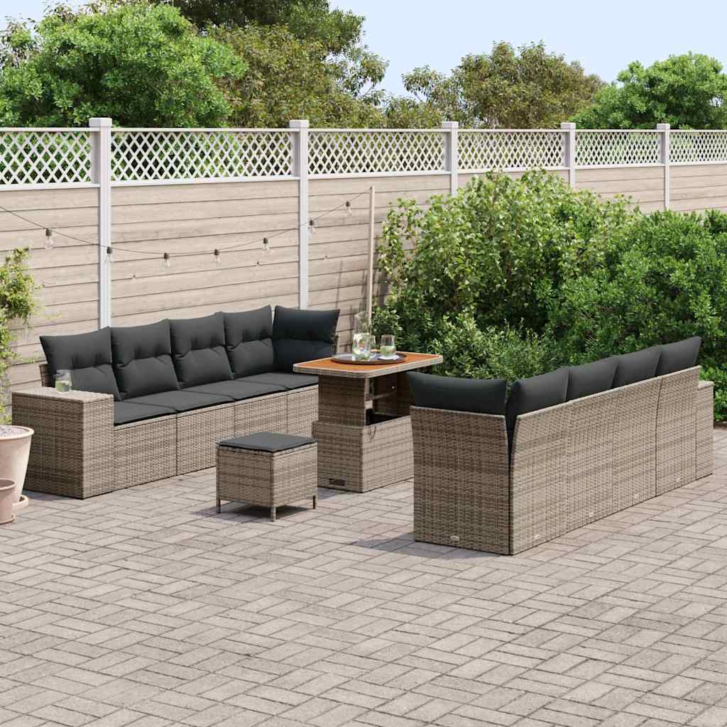 Outdoor Sofa Set with Storage Cushion 11 pcs Grey