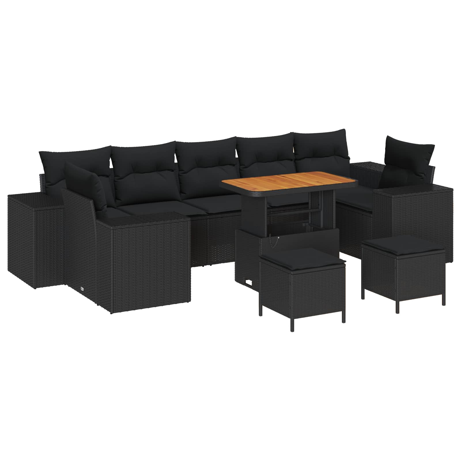 Sodo Sofų Rinkinys su pagalve 10 pcs Juoda 90 x 55 x 71 cm