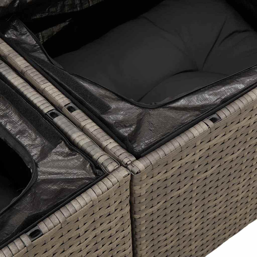 10 dalių sodo sofa komplektas su pagalvėlėmis pilka poli ratano akaciją