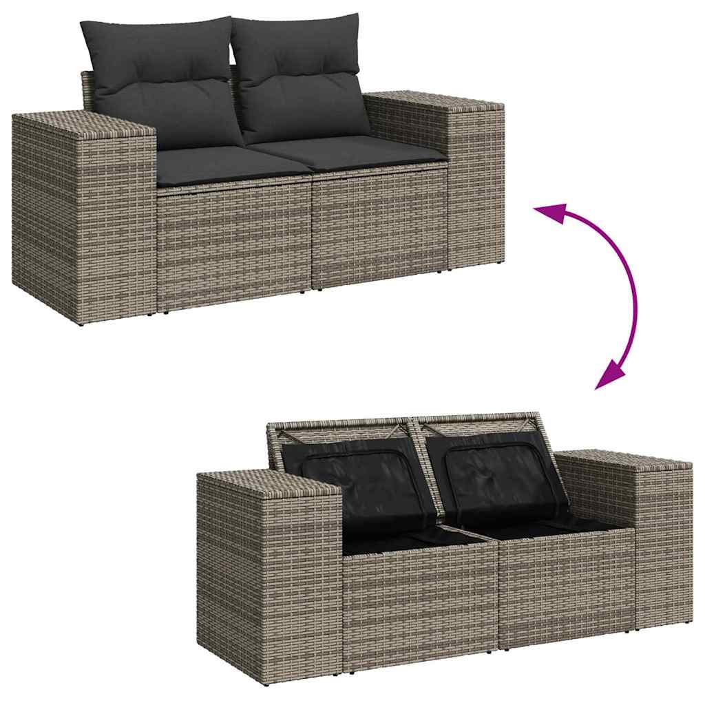 10 dalių sodo sofa komplektas su pagalvėlėmis pilka poli ratano akaciją