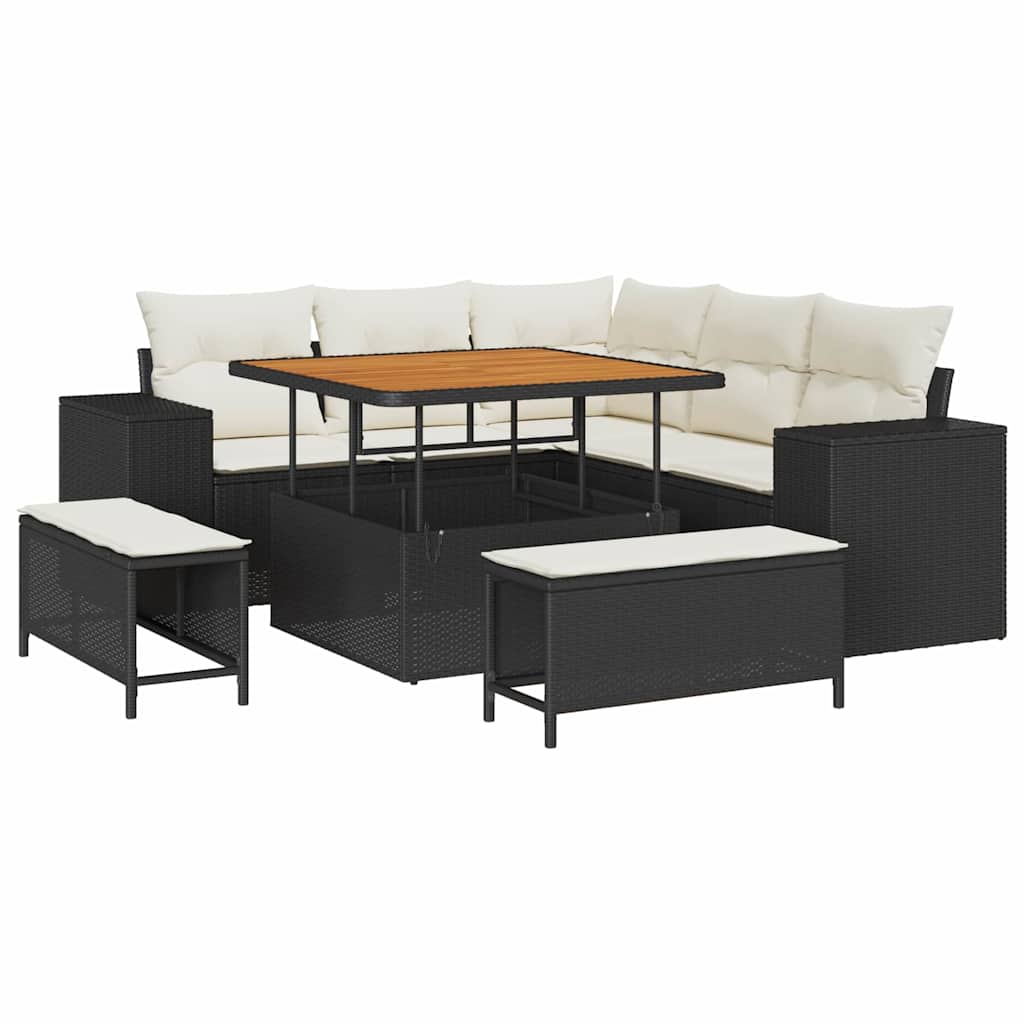 Sodo Sofų Rinkinys 8 pcs Juoda ir kreminė 100 x 100 x 71 cm