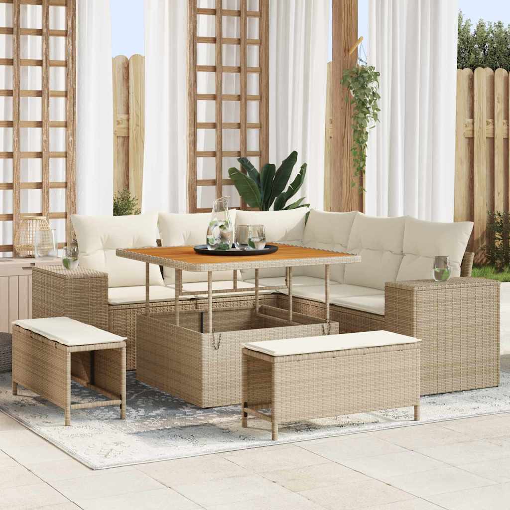 Garden Sofa Set 8 pcs Beige and Cream 100 x 100 x 71 cm