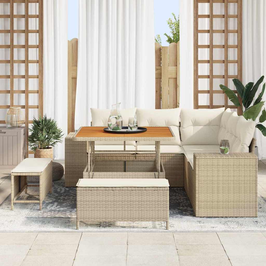 Garden Sofa Set 8 pcs Beige and Cream 100 x 100 x 71 cm