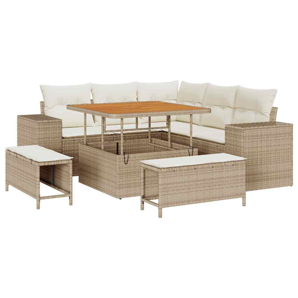 Garden Sofa Set 8 pcs Beige and Cream 100 x 100 x 71 cm
